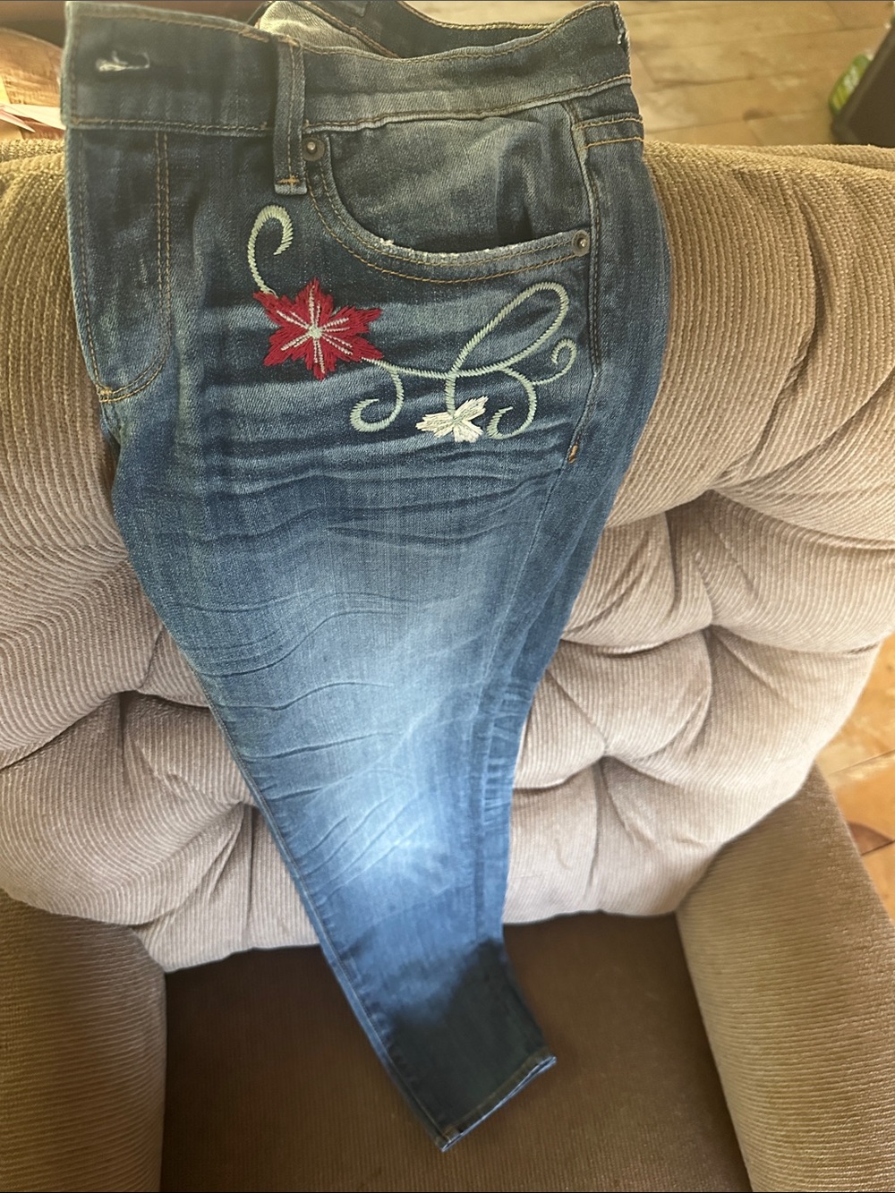 Driftwood Embroidered Skinny Leg Jeans - Picture 3 of 8